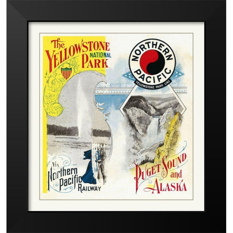 Northern Pacific Yellowstone Cover - Poole 1898 Black Modern Wood Framed Art Print by Poole