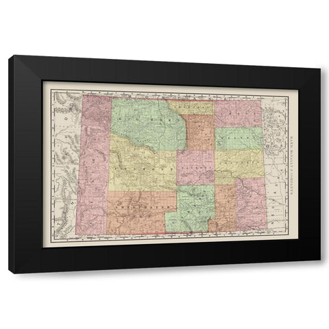 Wyoming - Rand McNally 1903 Black Modern Wood Framed Art Print with Double Matting by Rand McNally