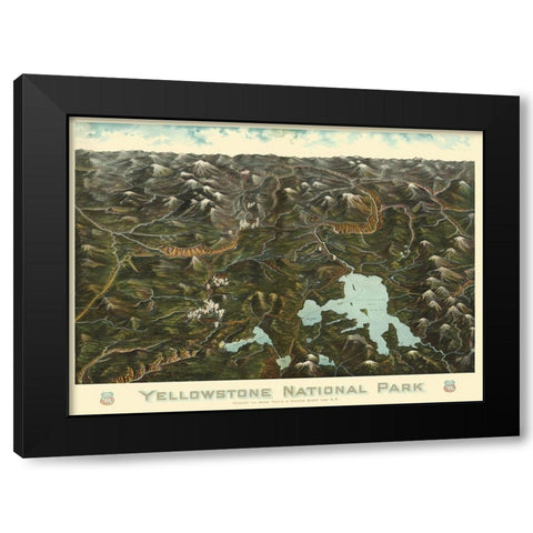 Yellowstone Park Union Pacific Wyoming Black Modern Wood Framed Art Print with Double Matting by Union Pacific Railroad