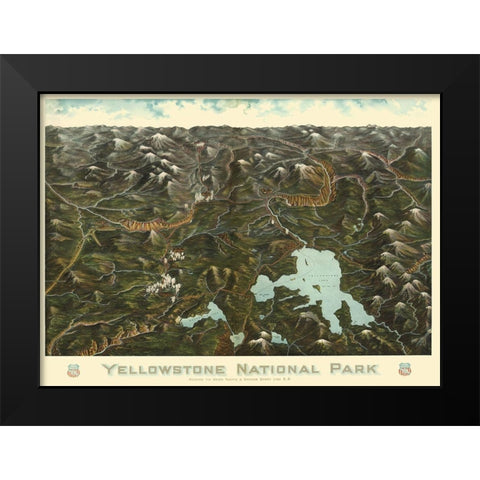 Yellowstone Park Union Pacific Wyoming Black Modern Wood Framed Art Print by Union Pacific Railroad