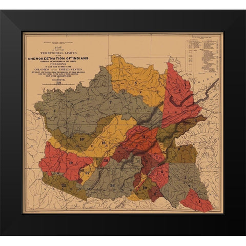 Cherokee Nation of Indians, Colonies, Mississippi Black Modern Wood Framed Art Print by Royce