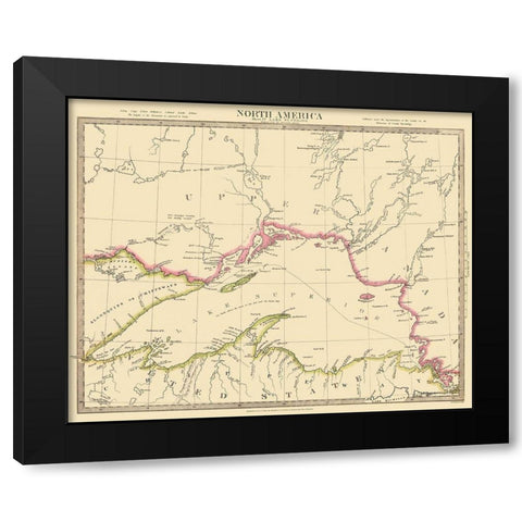Lake Superior North America - 1832 Black Modern Wood Framed Art Print with Double Matting by Baldwin
