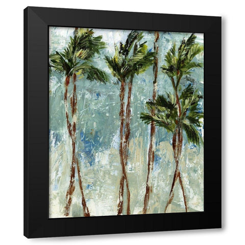 Palm Impressions Black Modern Wood Framed Art Print with Double Matting by Brey