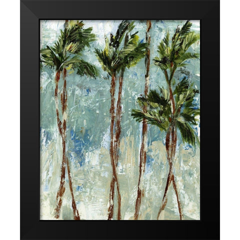 Palm Impressions Black Modern Wood Framed Art Print by Brey