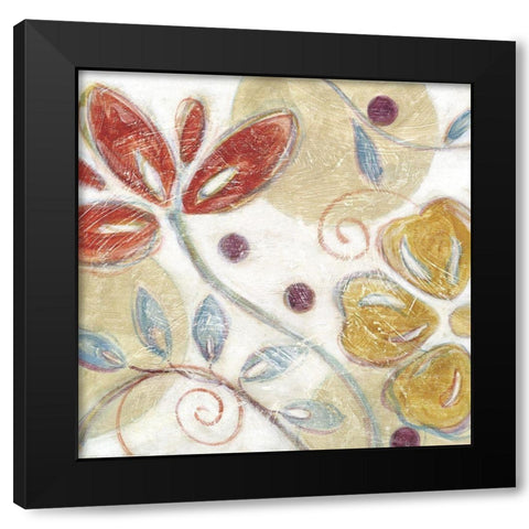 Floral Swirl I Black Modern Wood Framed Art Print with Double Matting by Brey