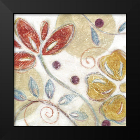 Floral Swirl I Black Modern Wood Framed Art Print by Brey