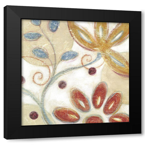 Floral Swirl II Black Modern Wood Framed Art Print by Brey