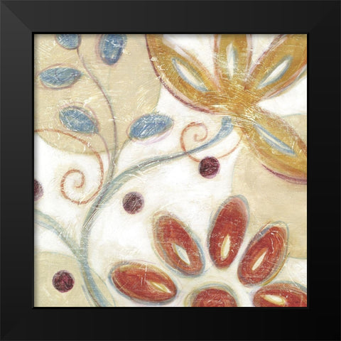 Floral Swirl II Black Modern Wood Framed Art Print by Brey