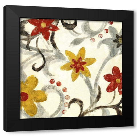 Floral Vines I Black Modern Wood Framed Art Print by Brey