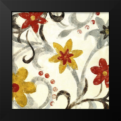 Floral Vines I Black Modern Wood Framed Art Print by Brey
