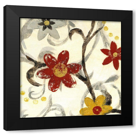 Floral Vines II Black Modern Wood Framed Art Print by Brey