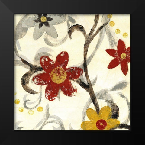 Floral Vines II Black Modern Wood Framed Art Print by Brey