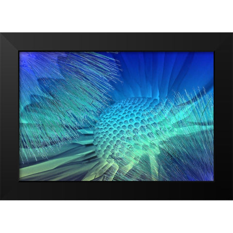 Emerge in Blue Black Modern Wood Framed Art Print by Bartola