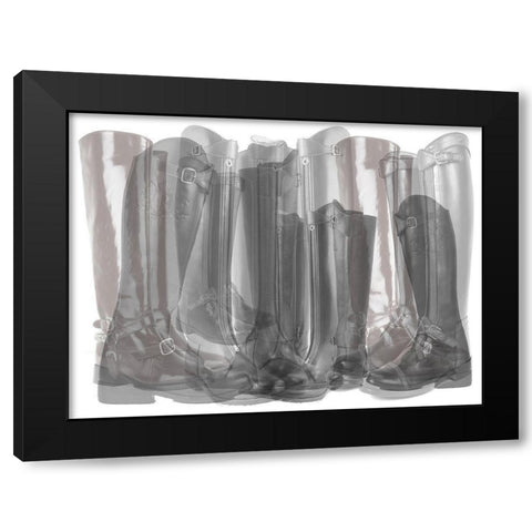 Polo Boots Black and White Black Modern Wood Framed Art Print with Double Matting by Bartola