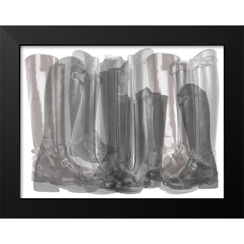Polo Boots Black and White Black Modern Wood Framed Art Print by Bartola