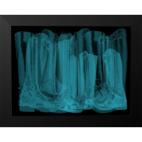 Polo Boots Blue Black Modern Wood Framed Art Print by Bartola
