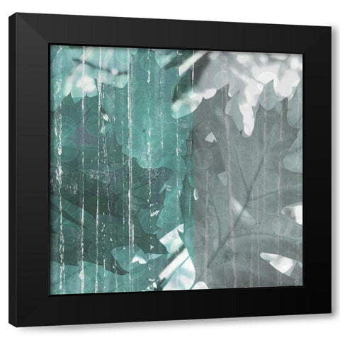 Teal Leaf Black Modern Wood Framed Art Print with Double Matting by Franklin