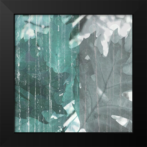 Teal Leaf Black Modern Wood Framed Art Print by Franklin