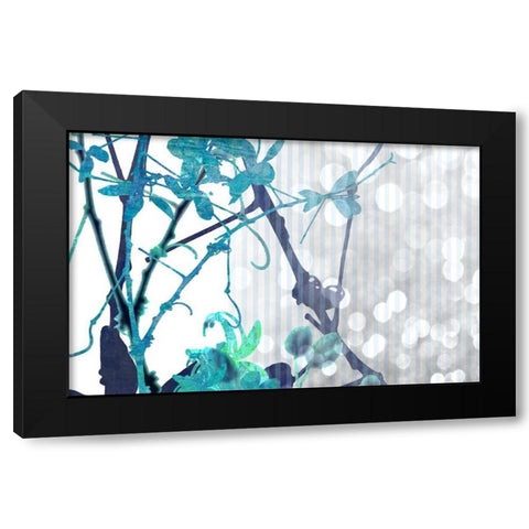 Branch In Blue II Black Modern Wood Framed Art Print with Double Matting by Franklin