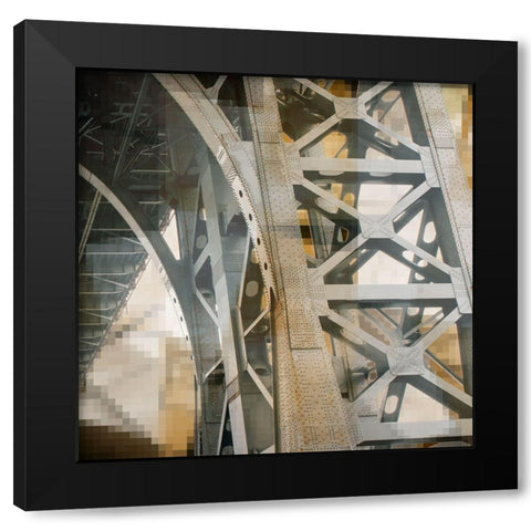 Bridgework II Black Modern Wood Framed Art Print with Double Matting by Franklin