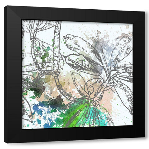 Tree Splatter Green I Black Modern Wood Framed Art Print with Double Matting by Franklin