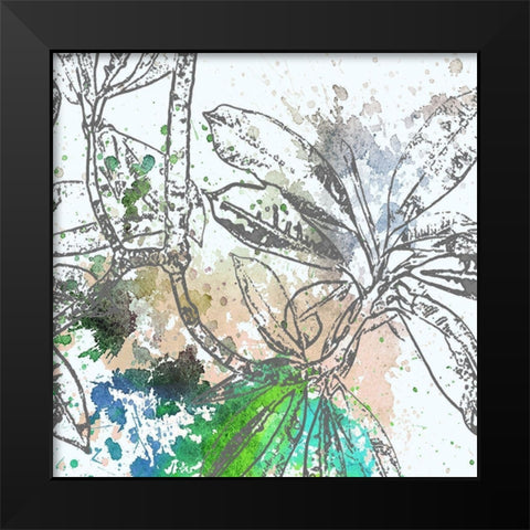 Tree Splatter Green I Black Modern Wood Framed Art Print by Franklin