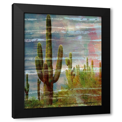 Cactus Landscape I Black Modern Wood Framed Art Print with Double Matting by Simons