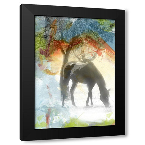 Grazin Black Modern Wood Framed Art Print with Double Matting by Simons