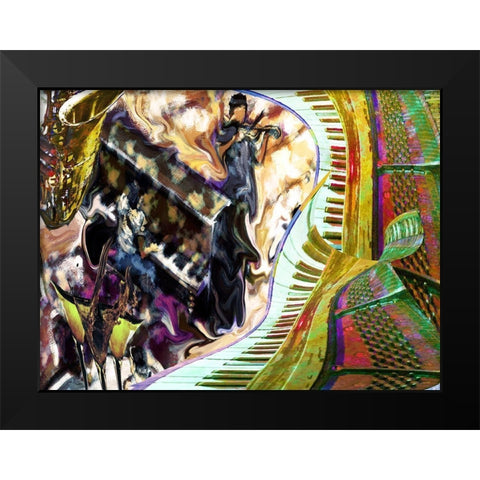 Honky Tonk Black Modern Wood Framed Art Print by Simons