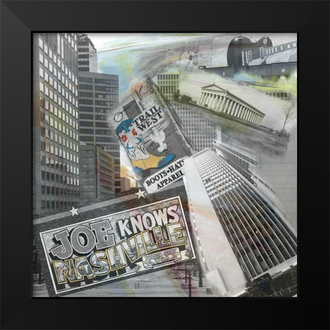 Joe Knows Nashville Black Modern Wood Framed Art Print by Simons