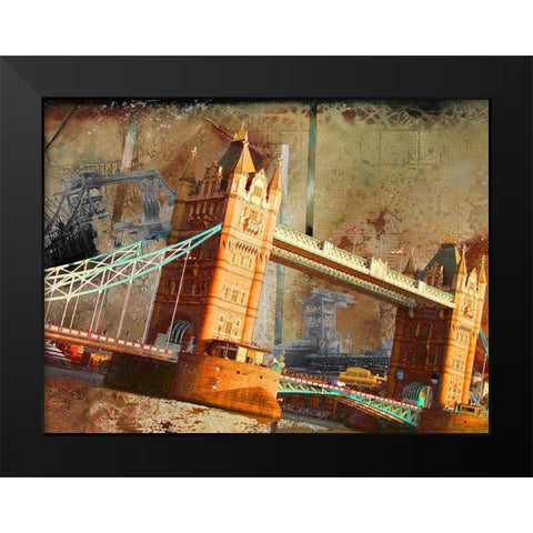 London Bridge Black Modern Wood Framed Art Print by Simons