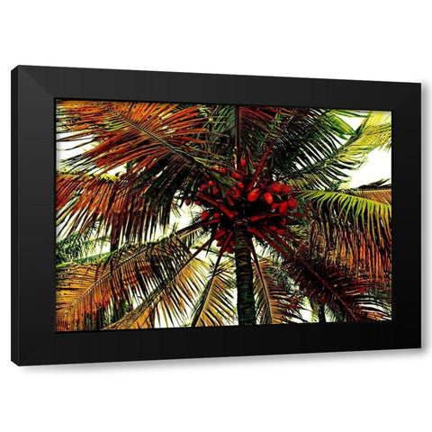 Neon Palm Hot Black Modern Wood Framed Art Print with Double Matting by Simons