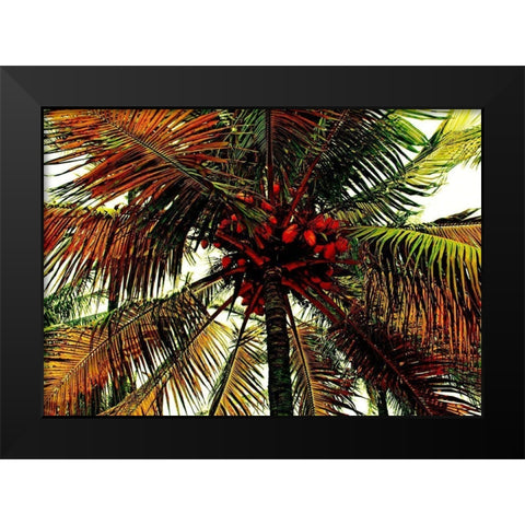 Neon Palm Hot Black Modern Wood Framed Art Print by Simons
