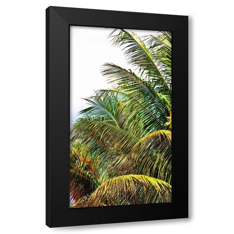 Neon Palm I Black Modern Wood Framed Art Print with Double Matting by Simons