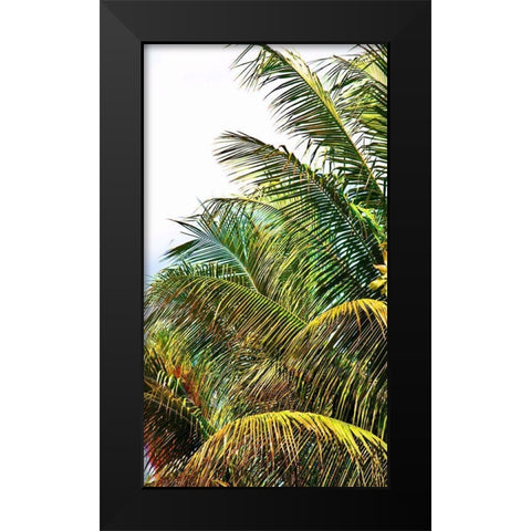 Neon Palm I Black Modern Wood Framed Art Print by Simons