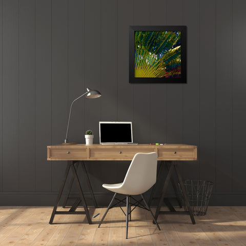 Neon Palm IV Black Modern Wood Framed Art Print by Simons