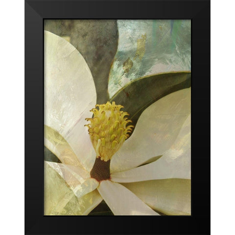Painted Magnolia Black Modern Wood Framed Art Print by Simons