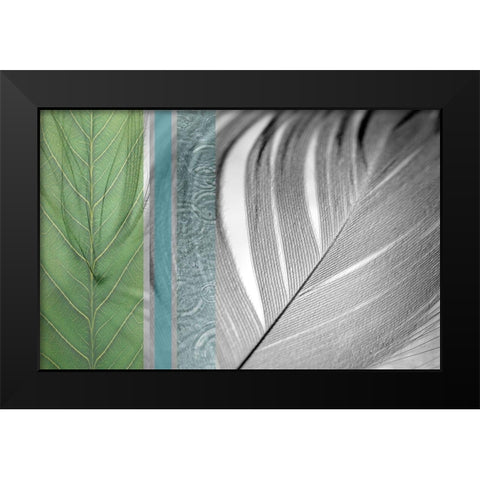 Plumage Cool I Black Modern Wood Framed Art Print by Simons