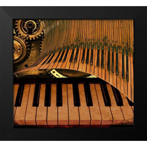 Teclado Black Modern Wood Framed Art Print by Simons