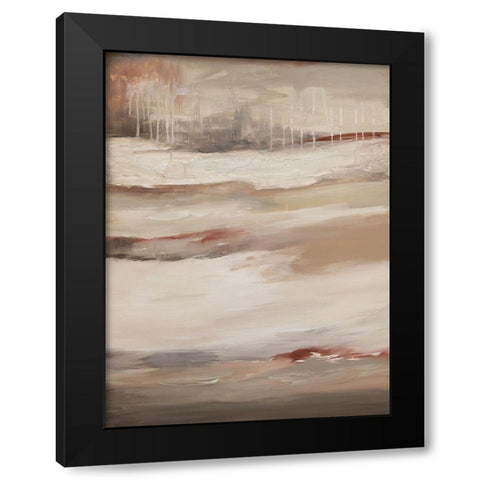 Earthtone Abstract B Black Modern Wood Framed Art Print with Double Matting by Hinz