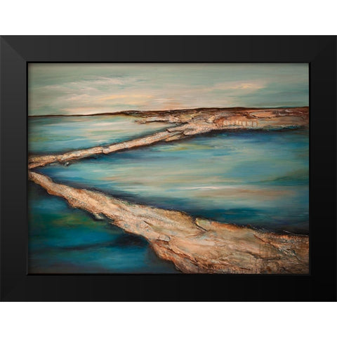 Zig Zag Landscape Black Modern Wood Framed Art Print by Hinz