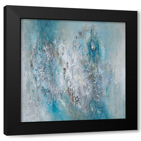 Teal Triptych B Black Modern Wood Framed Art Print with Double Matting by Hinz