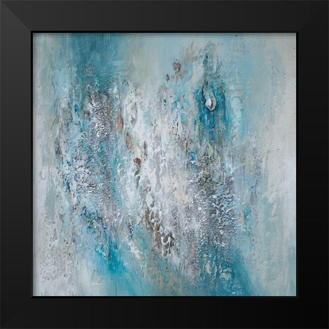 Teal Triptych B Black Modern Wood Framed Art Print by Hinz