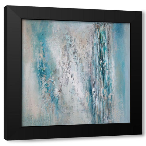 Teal Triptych C Black Modern Wood Framed Art Print with Double Matting by Hinz