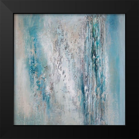 Teal Triptych C Black Modern Wood Framed Art Print by Hinz