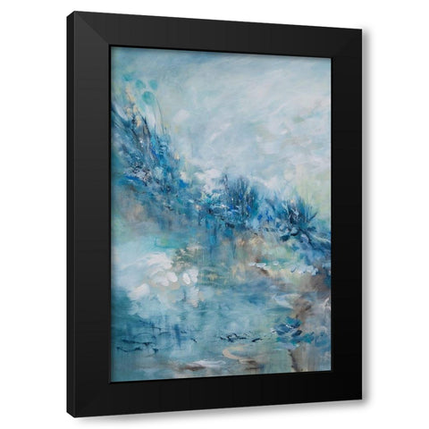 Abstract Floral Black Modern Wood Framed Art Print with Double Matting by Hinz