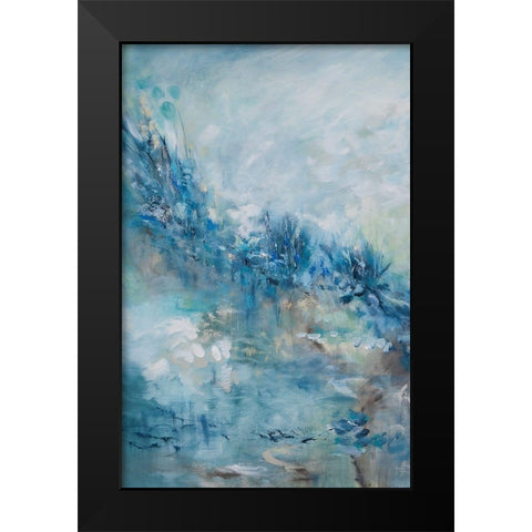Abstract Floral Black Modern Wood Framed Art Print by Hinz