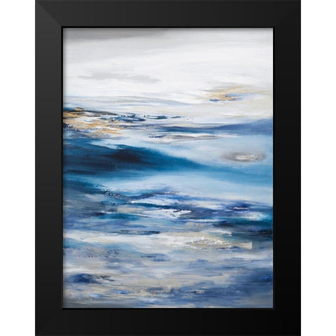 Abstract Seascape Dark Blue Black Modern Wood Framed Art Print by Hinz