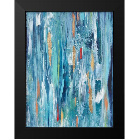 Ribbons with Gold Black Modern Wood Framed Art Print by Hinz