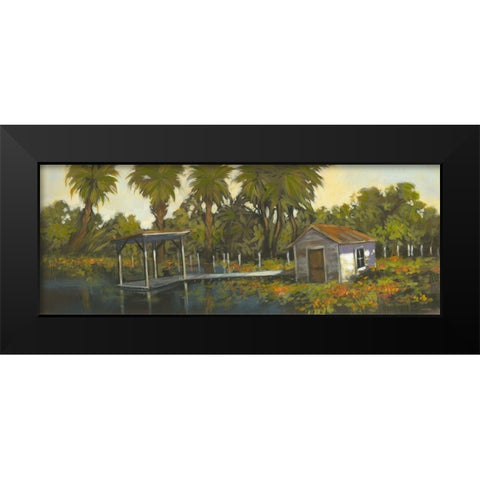 Fishing Hole Black Modern Wood Framed Art Print by Larson